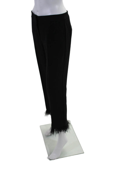 Trina Turk Womens Flat Zip Front Tapered Leg Dress Pants Black Size 2