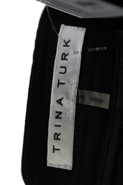 Trina Turk Womens Flat Zip Front Tapered Leg Dress Pants Black Size 2