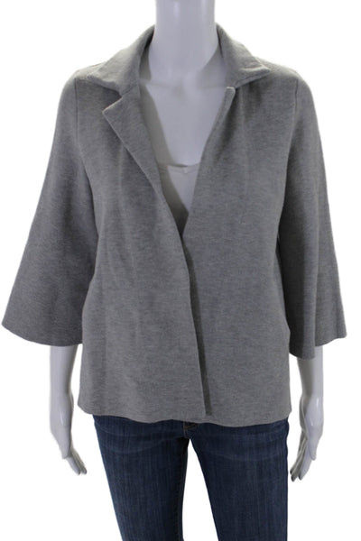 Moth Womens Long Sleeve Collared One Button Knit Blazer Gray Size Small