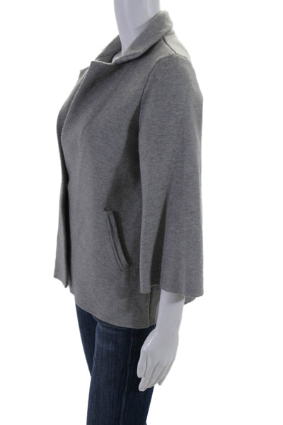 Moth Womens Long Sleeve Collared One Button Knit Blazer Gray Size Small