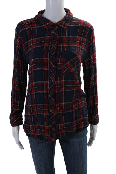 Rails Womens Long Sleeve Plaid Button Down Shirt Red Blue Size M