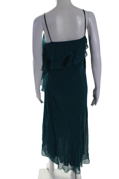 Haute Hippie Womens Spaghetti Strap Tiered Maxi Gown Dark Teal Size S