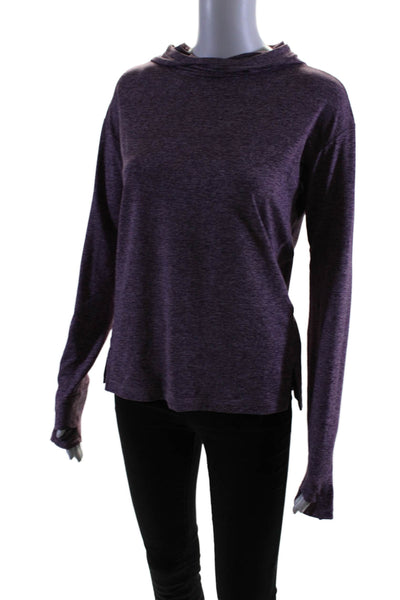 Athleta Womens Stretch Fitted Long Sleeve Hood Workout Top Purple Size XXS