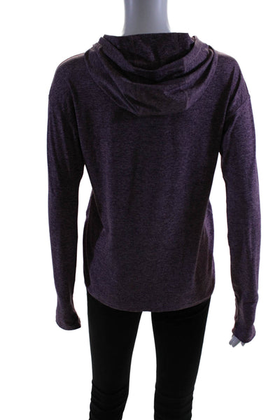 Athleta Womens Stretch Fitted Long Sleeve Hood Workout Top Purple Size XXS