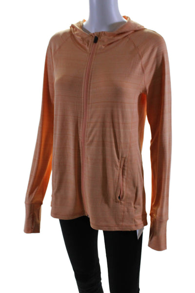 Athleta Womens Long Sleeved Fit Hooded Workout Basic Top Orange Size XS