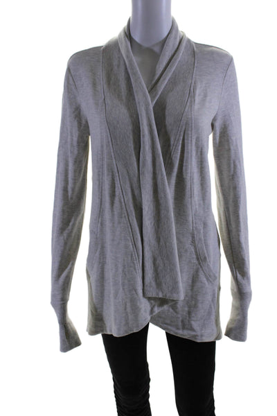 Athleta Womens Knit Textured Open Front Long Sleeve Cardigan Gray Size XXS