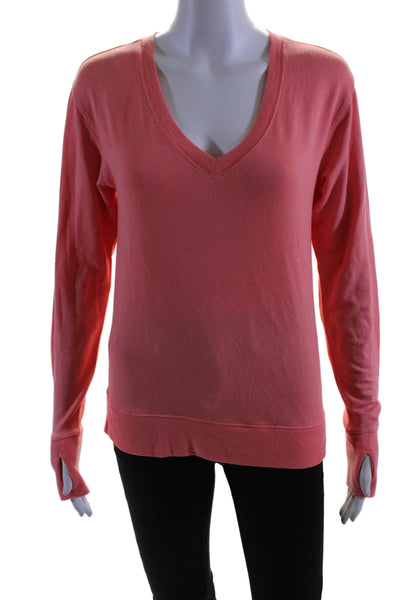 Athleta Womens V-neck Long Sleeve Pullover Sweater Salmon Pink Size XS