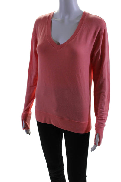 Athleta Womens V-neck Long Sleeve Pullover Sweater Salmon Pink Size XS