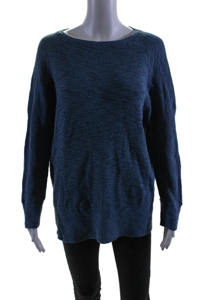 Lou & Grey Womens Long Sleeves Crew Neck Sweater Blue Cotton Size Small