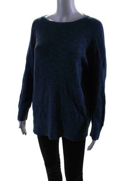 Lou & Grey Womens Long Sleeves Crew Neck Sweater Blue Cotton Size Small