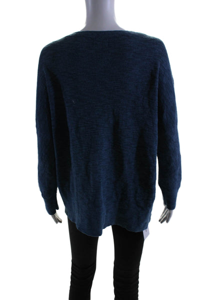 Lou & Grey Womens Long Sleeves Crew Neck Sweater Blue Cotton Size Small