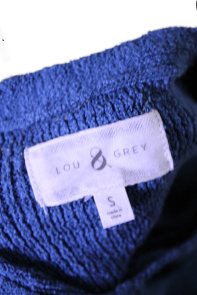 Lou & Grey Womens Long Sleeves Crew Neck Sweater Blue Cotton Size Small