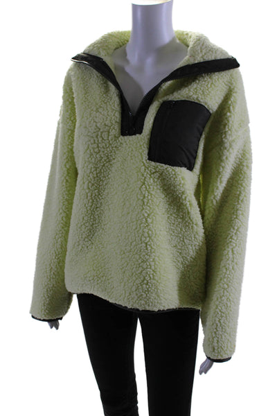 Lou & Grey Womens Fleece Turtleneck Long Sleeves Sweater Neon Green Size Small