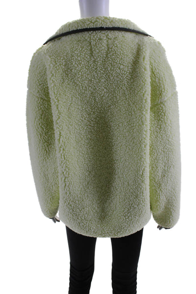 Lou & Grey Womens Fleece Turtleneck Long Sleeves Sweater Neon Green Size Small