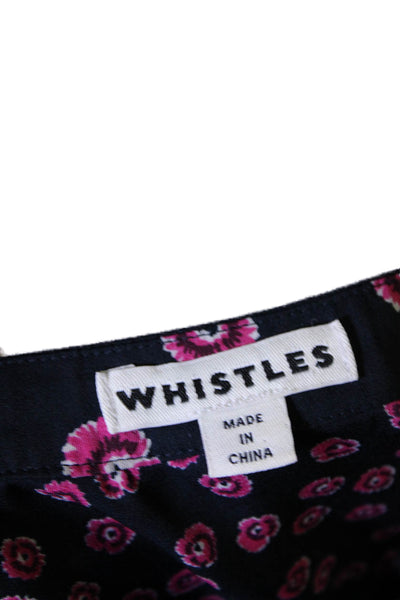 Whistles Womens Floral Print Key Hole Neck A Line Dress Black Pink Size 4