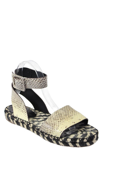 Proenza Schouler Womens Snakeskin Open Toe Ankle Strap Sandals Beige Size 6.5