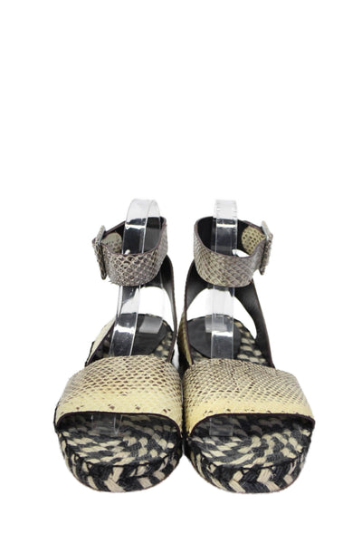 Proenza Schouler Womens Snakeskin Open Toe Ankle Strap Sandals Beige Size 6.5