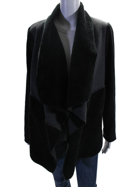 Splendid Womens Long Sleeves Wrap Jacket Gray Black Cotton Blend Size Small