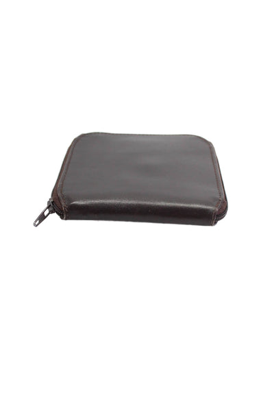 De Vecchi Mens Leather Zipped Multilayered Billfold Card Case Wallet Brown