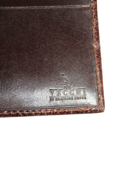 De Vecchi Mens Leather Animal Print Textured Bifold Multilayered Wallet Brown