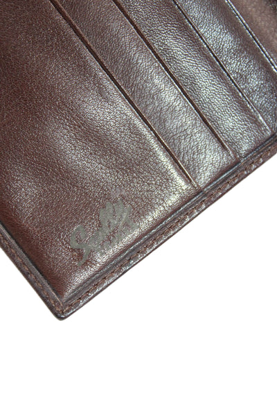 Scully Mens Leather Open Closure Bifold Multilayered Flat Billfold Wallet Brown