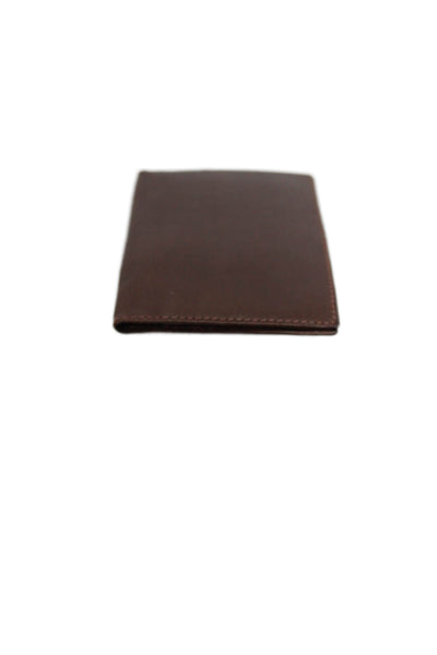 De Vecchi Mens Leather Bifold Open Closure Flat Casual Card Case Wallet Brown