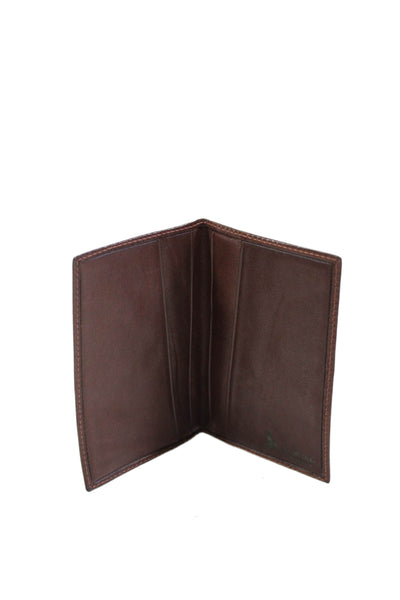 De Vecchi Mens Leather Bifold Open Closure Flat Casual Card Case Wallet Brown