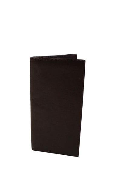 De Vecchi Mens Leather Open Closure Casual Billfold Card Case Wallet Brown