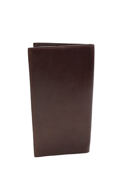De Vecchi Mens Leather Open Closure Casual Billfold Card Case Wallet Brown
