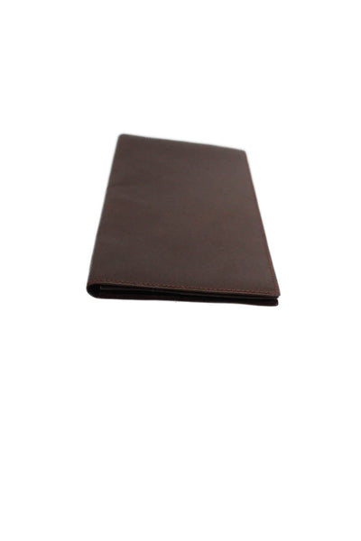 De Vecchi Mens Leather Open Closure Casual Billfold Card Case Wallet Brown