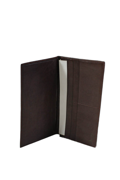 De Vecchi Mens Leather Open Closure Casual Billfold Card Case Wallet Brown
