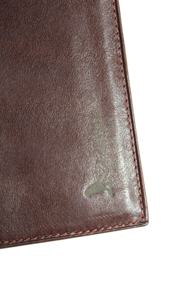 De Vecchi Mens Leather Open Closure Casual Billfold Card Case Wallet Brown