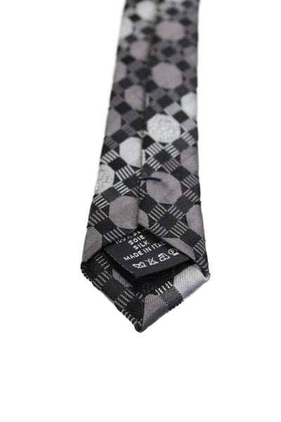 Versace Mens Satin Texture Dotted Print Classic Tie Gray OS