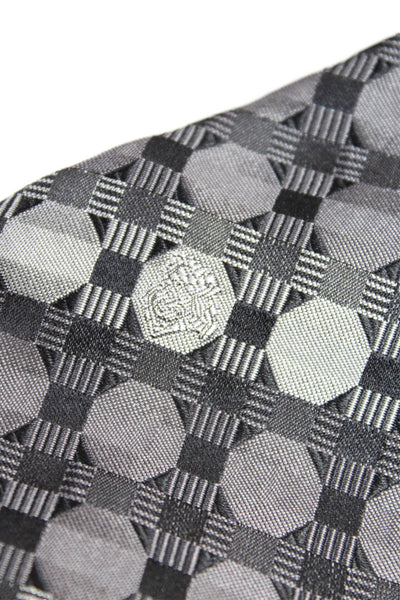 Versace Mens Satin Texture Dotted Print Classic Tie Gray OS