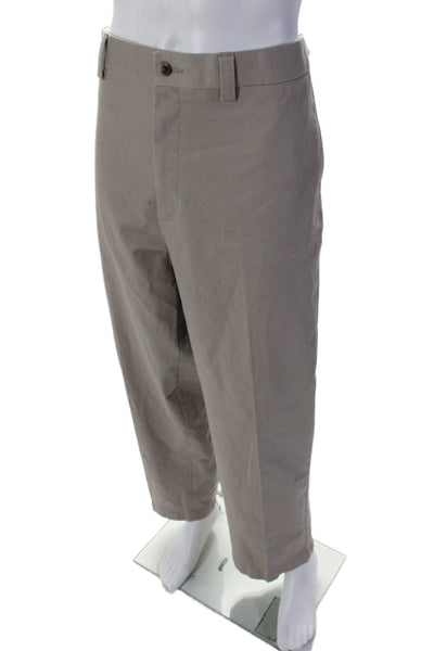 Oak Hill Mens Cotton Khaki Pleated Straight Leg Pants Size 44W 33L