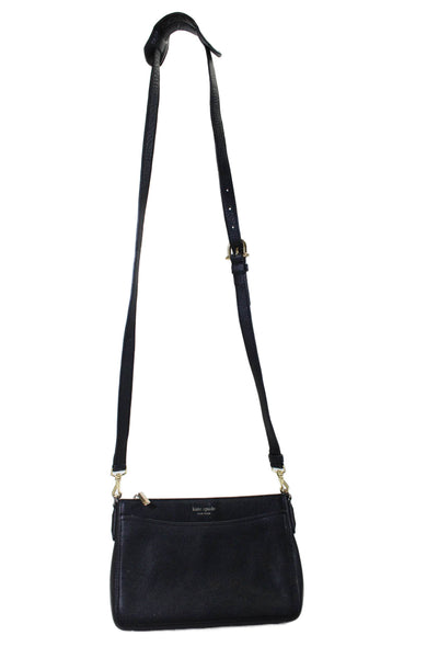 Kate Spade New York Womens Black Leather Zip Medium Crossbody Bag Handbag