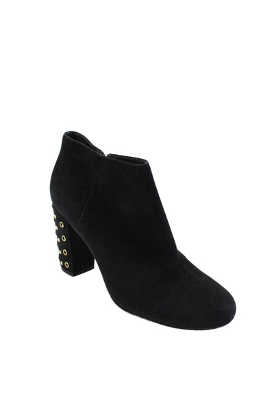 Kate Spade New York Womens Black Suede Grommet Heels Ankle Boots Shoes Size 8M