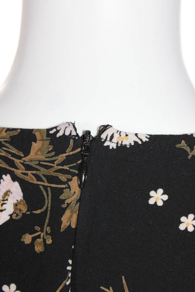 Madewell Short Sleeve V-neck Zip Floral Ruffle Maxi Dress Black Size 2