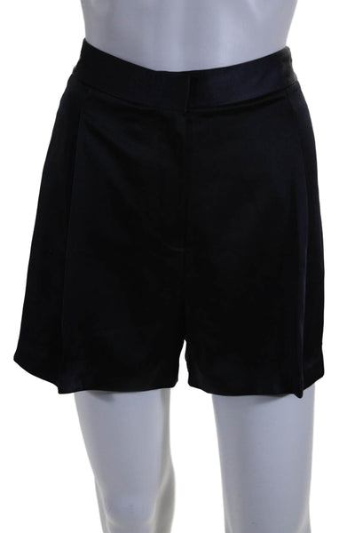 Theory Women's Hook Closure Pleated Front Dress Shorts Navy Blue Size 12