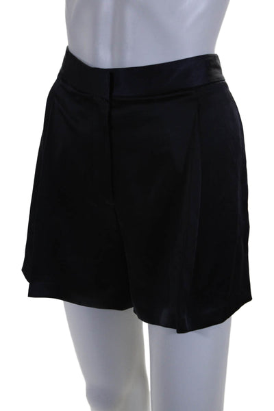 Theory Women's Hook Closure Pleated Front Dress Shorts Navy Blue Size 12