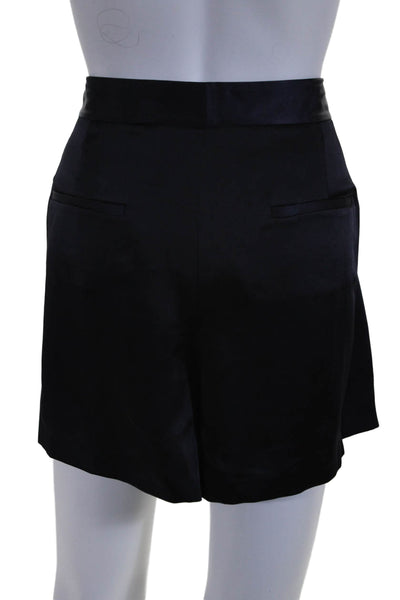 Theory Women's Hook Closure Pleated Front Dress Shorts Navy Blue Size 12