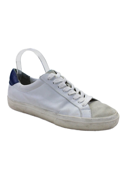 Vince Women's Round Toe Leather Rubber Sole Lace Up Sneakers White Size 8