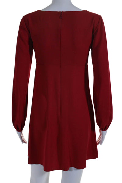 Amanda Uprichard Women's V-Neck Long Sleeves Party Mini Dress Red Size 4