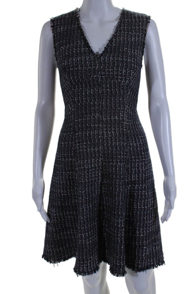 Rebecca Taylor Womens Cotton Blend Woven V-Neck Sleeveless Dress Navy Size 2