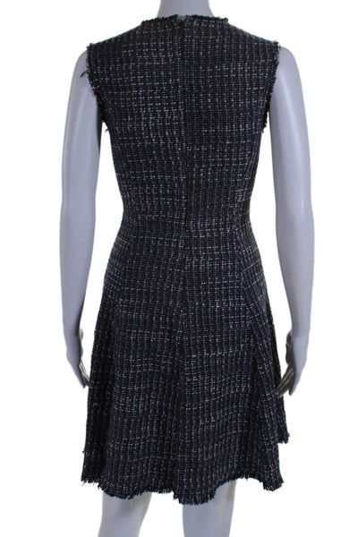 Rebecca Taylor Womens Cotton Blend Woven V-Neck Sleeveless Dress Navy Size 2