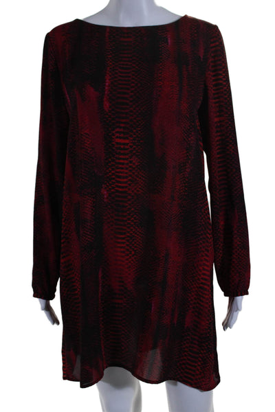 BB Dakota Womens Abstract Print Round Neck Long Sleeve Pullover Dress Red Size M