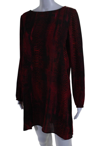 BB Dakota Womens Abstract Print Round Neck Long Sleeve Pullover Dress Red Size M