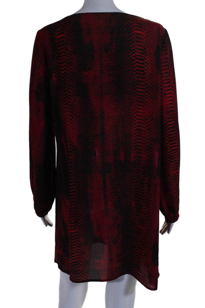 BB Dakota Womens Abstract Print Round Neck Long Sleeve Pullover Dress Red Size M