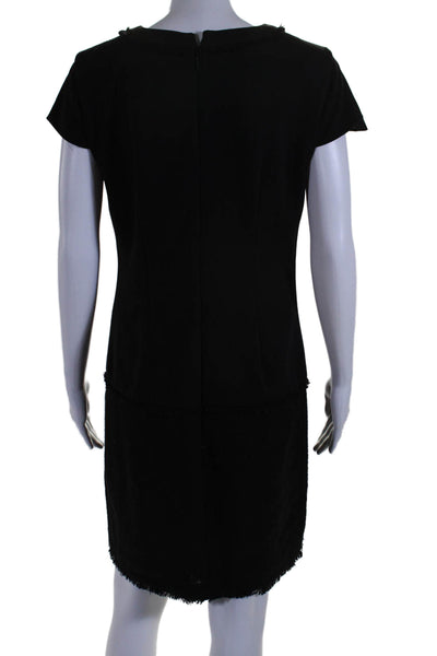 Karl Lagerfeld Womens Embroidered Round Neck Short Sleeve Dress Black Size 6