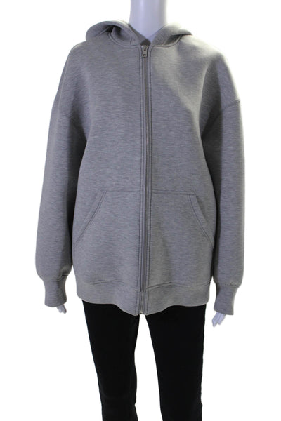 Zara Womens Full Zipper Long Sleeves Hooded Sweatshirt Heather Gray Size Small